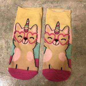 Unicorn cat socks with glasses